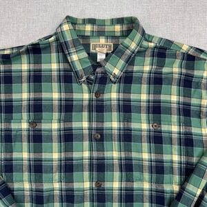 Duluth Trading Free Swingin Flannel Shirt Men 3XL Green Plaid Workwear Outdoors